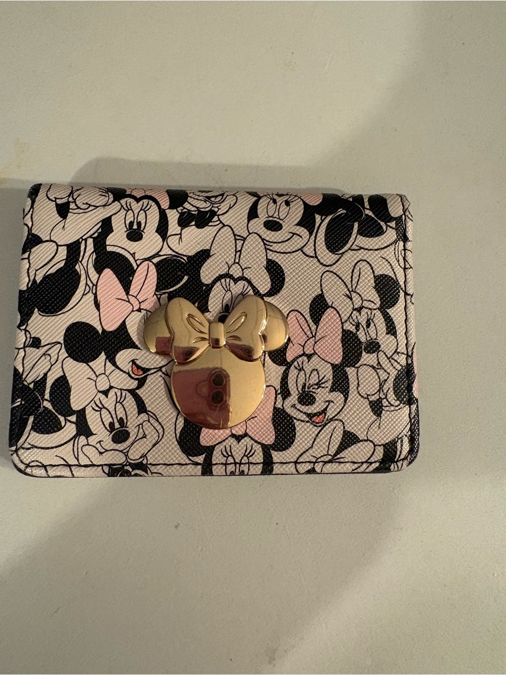 Disney Minnie Mouse Card Holder Wallet - Pink, Black & Gold